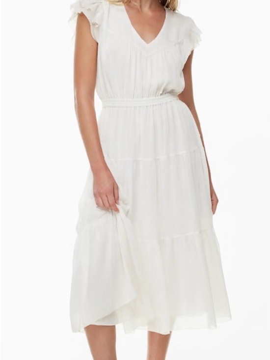 Aritzia Dresses & Skirts - Aritzia White V-Neck Tiered Midi Dress